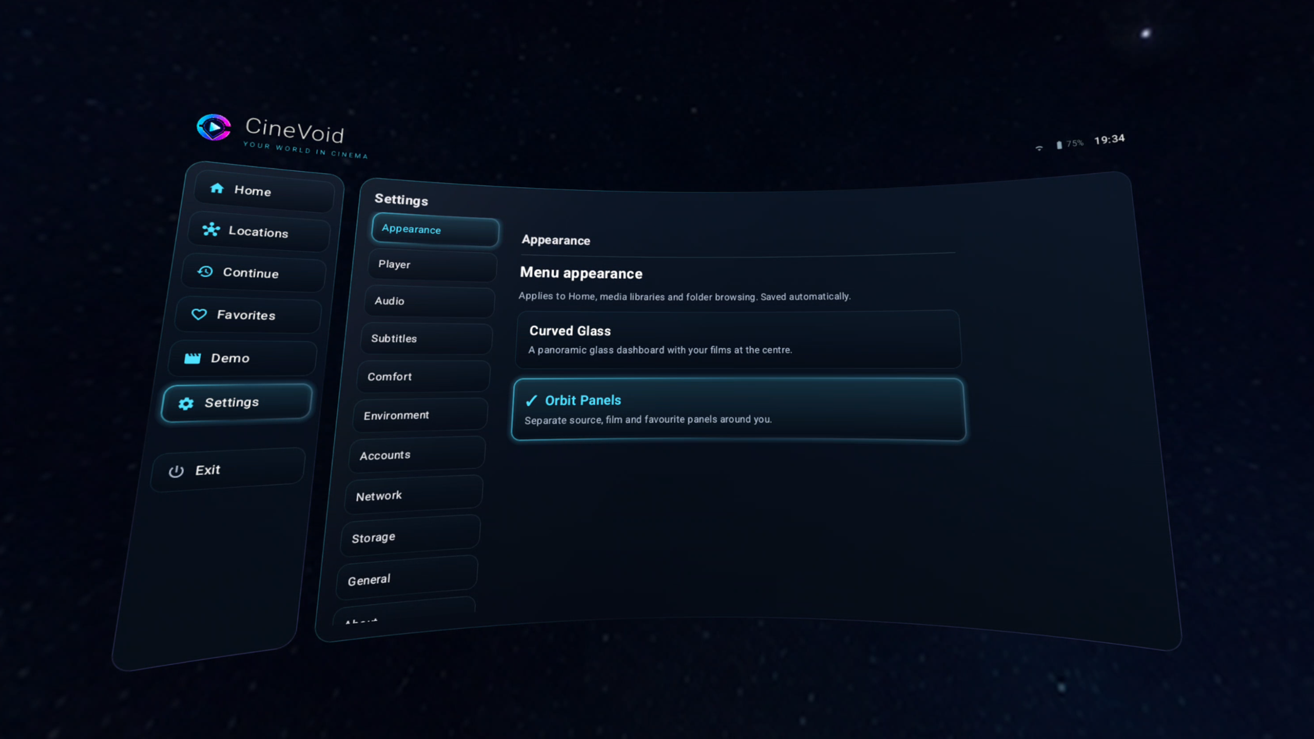 Menu appearance